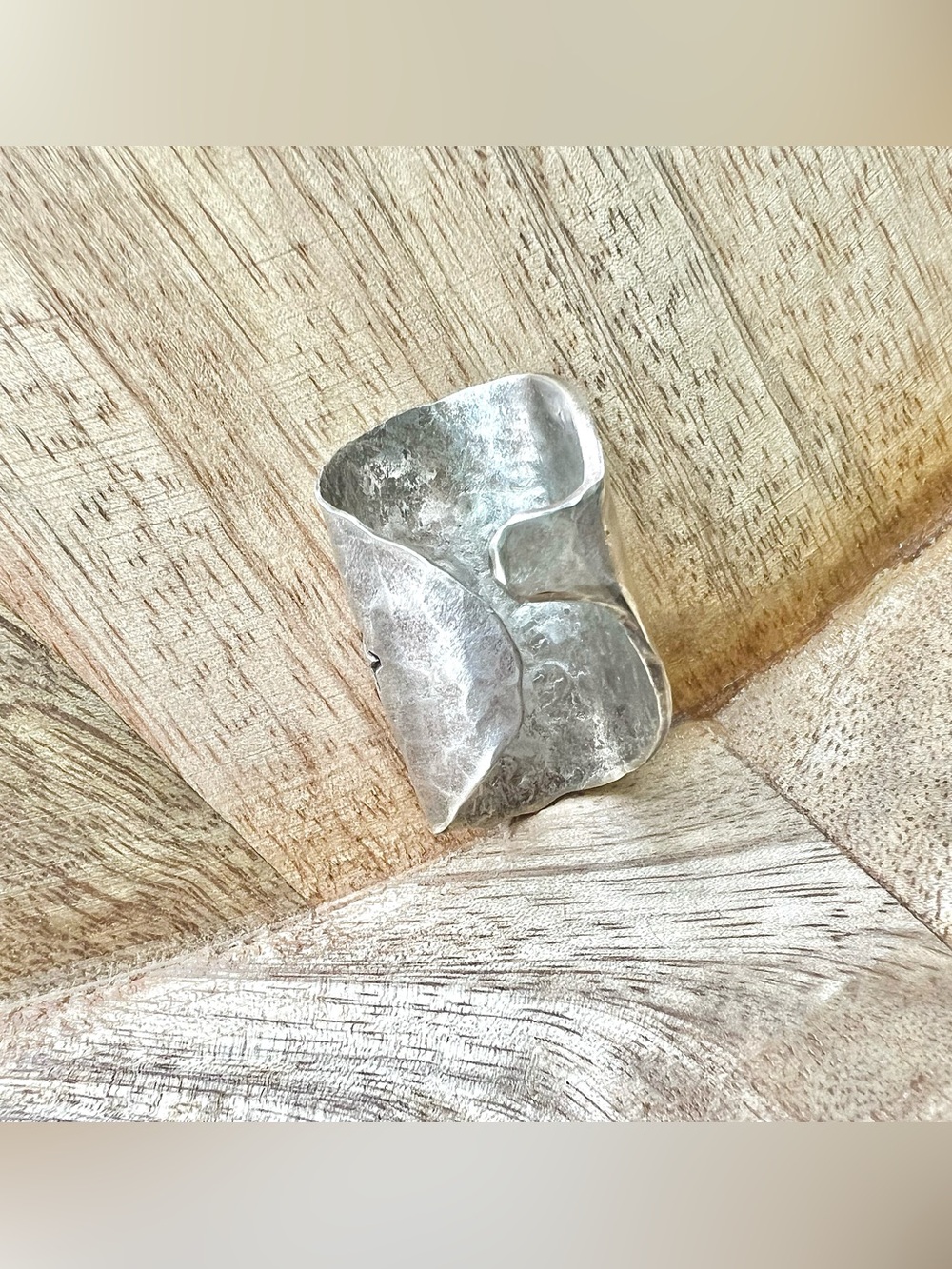 Hammered Vintage Spoon Ring “Free Because of the Brave" Hand Stamped Women’s - Picture 5 of 14